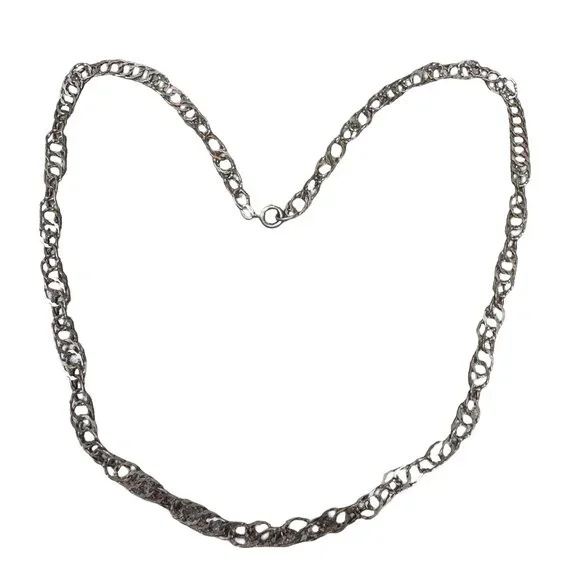 Vintage Sterling Silver Fancy Interlocking Double Link Chain Necklace Canada 20" - Picture 9 of 9